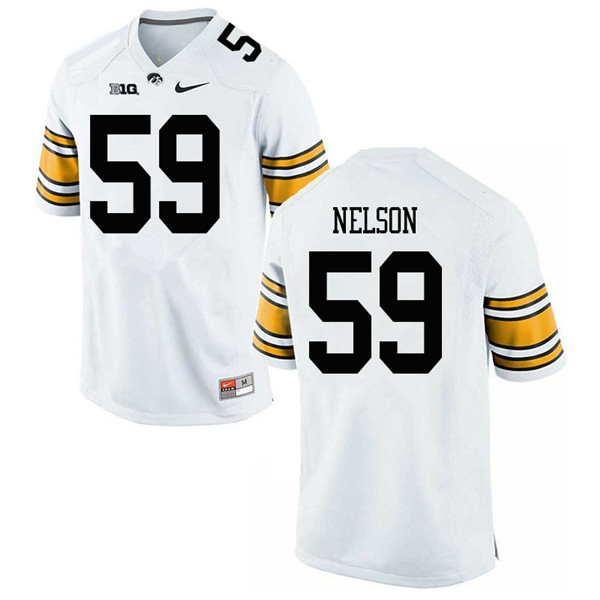 Men #59 Nathan Nelson Iowa Hawkeyes College Football Jerseys Sale-White